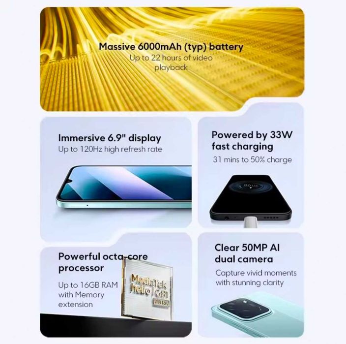 Poco C85 чорний 6/128 6.9" 50mp 33w 6000mAh