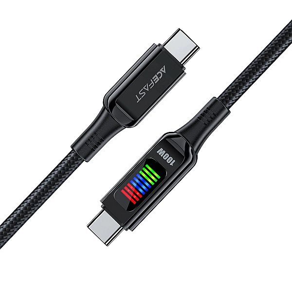 Kabel Acefast C7-03 Usb-c Usb-c 100w 1.2m z wyświetlaczem - czarny