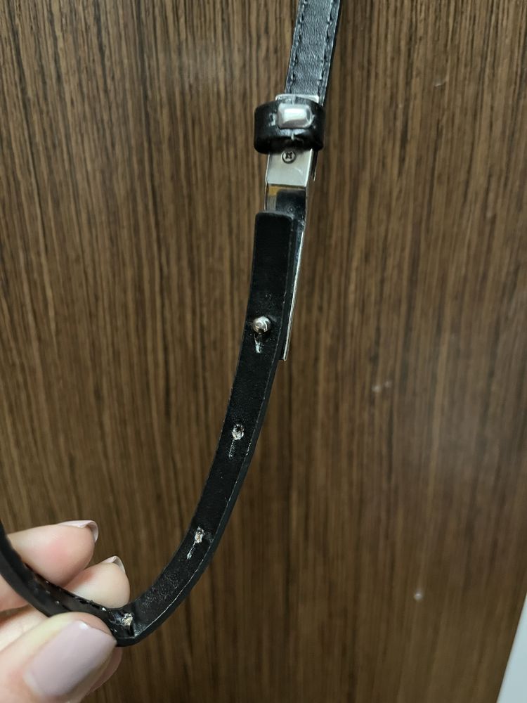 Pasek damski z ekoskóry z metalową klamrą 38 cm plasko