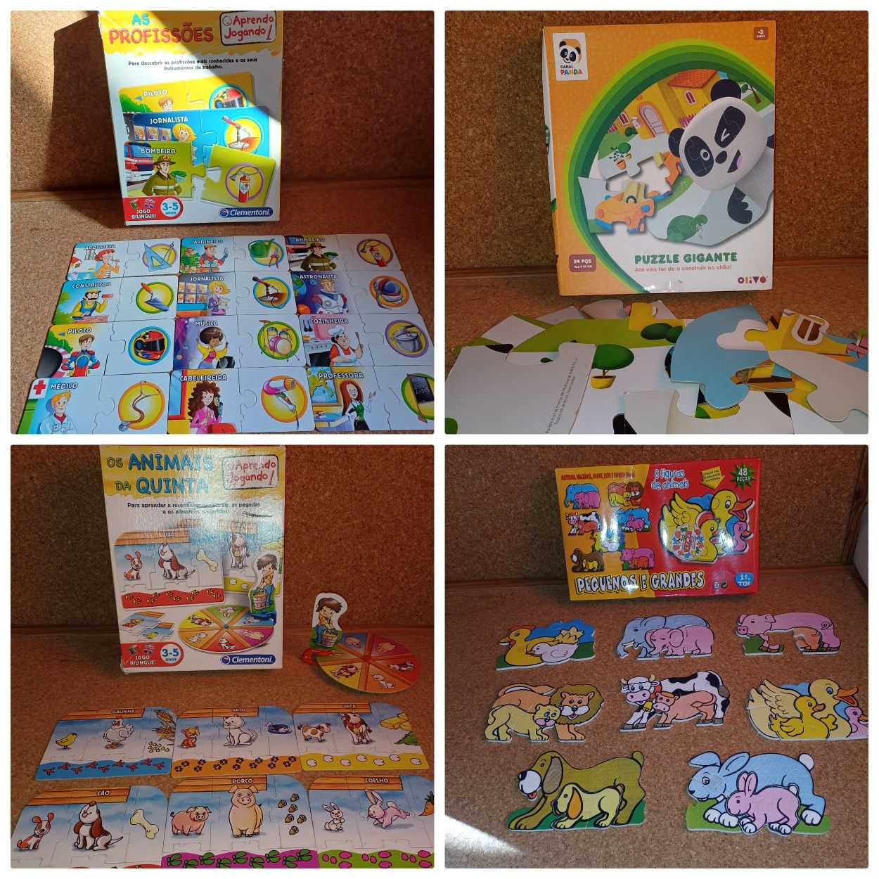 Conjunto 4 jogos, profissões, puzzle animais, quinta, puzzle panda ...