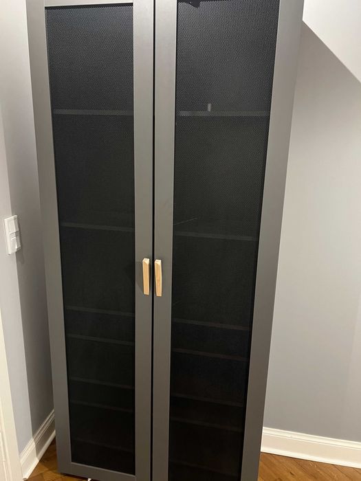 Regał szeroki VOX Lori grafit z ażurowymi frontami