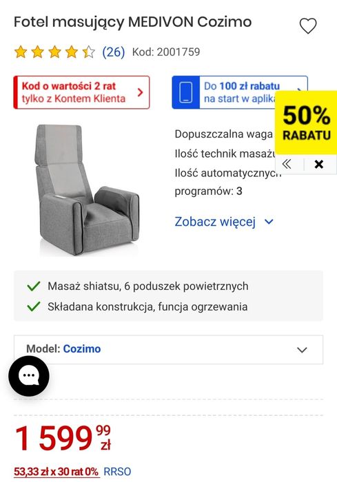 Fotel masujący podgrzewany