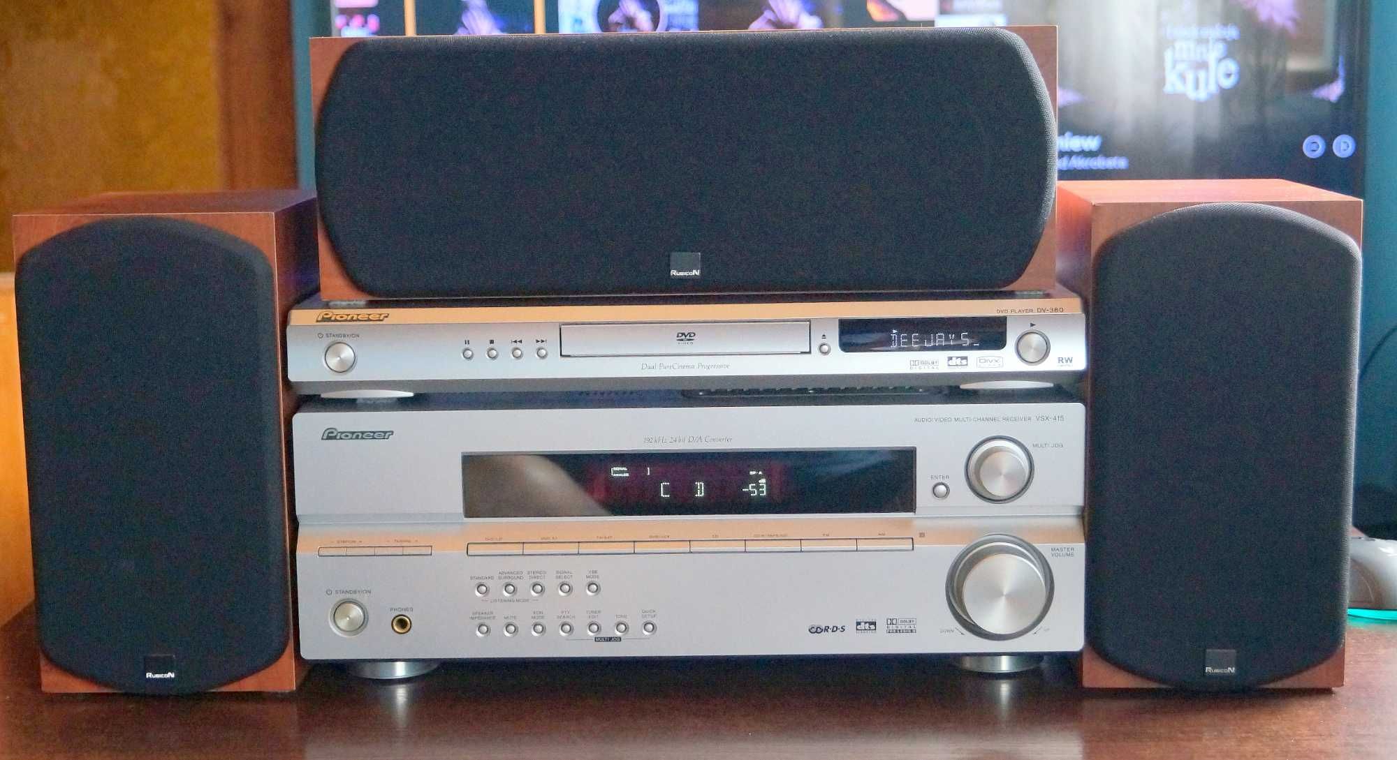 Kino domowe 5.0 Amplituner pioneer DVD+ Kolumny Rubicon  zestaw+piloty