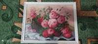 Картина вишита хрестиком "Чарівні троянди", розмір 50×39 см