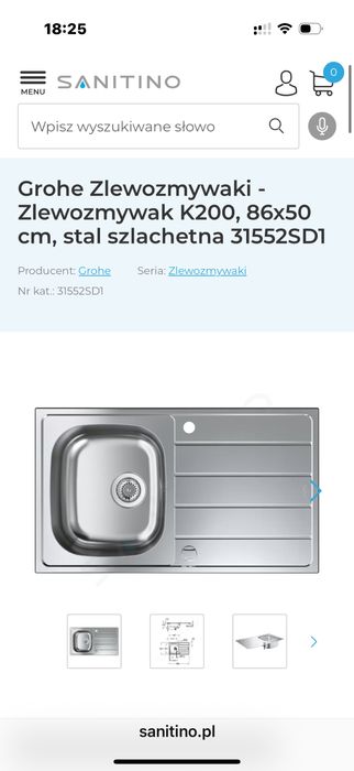 Grohe Zlewozmywak K 200, 86x50 cm stal szlachetna 31552SD1