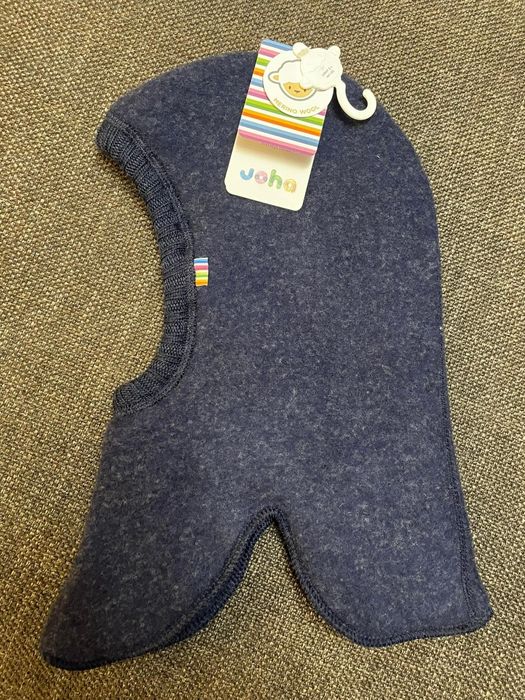 Wełniana zimowa kominiarka merino Joha NOWA r.3-5 lat granatowa