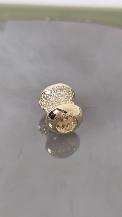 Nowy złoty charms do bransoletki typu Pandora beczka cyrkonie białe