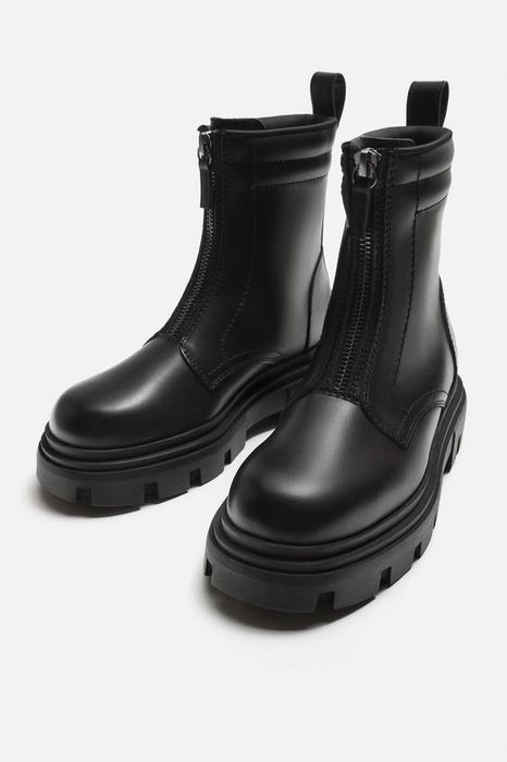 Zara Man botki glany 44 45 eko skóra na wysokiej podeszwie skórzane