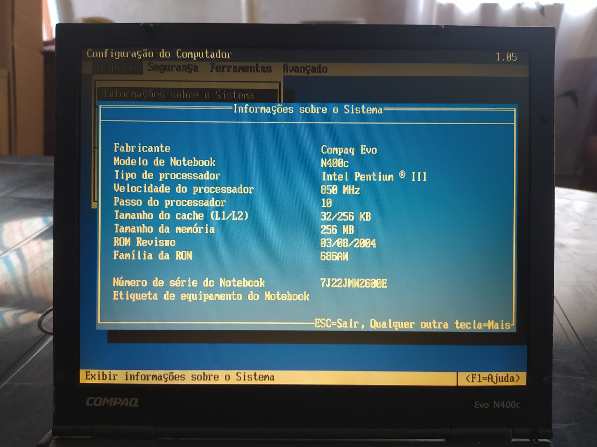 Portátil COMPAQ Evo N400c Pentium III