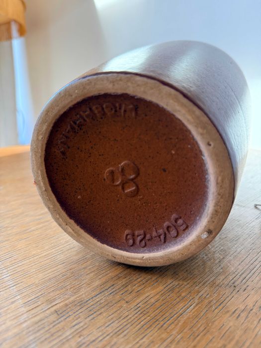 Elegancki,duży ceramiczny wazon w odcieniach brązu. Nakrapiany.