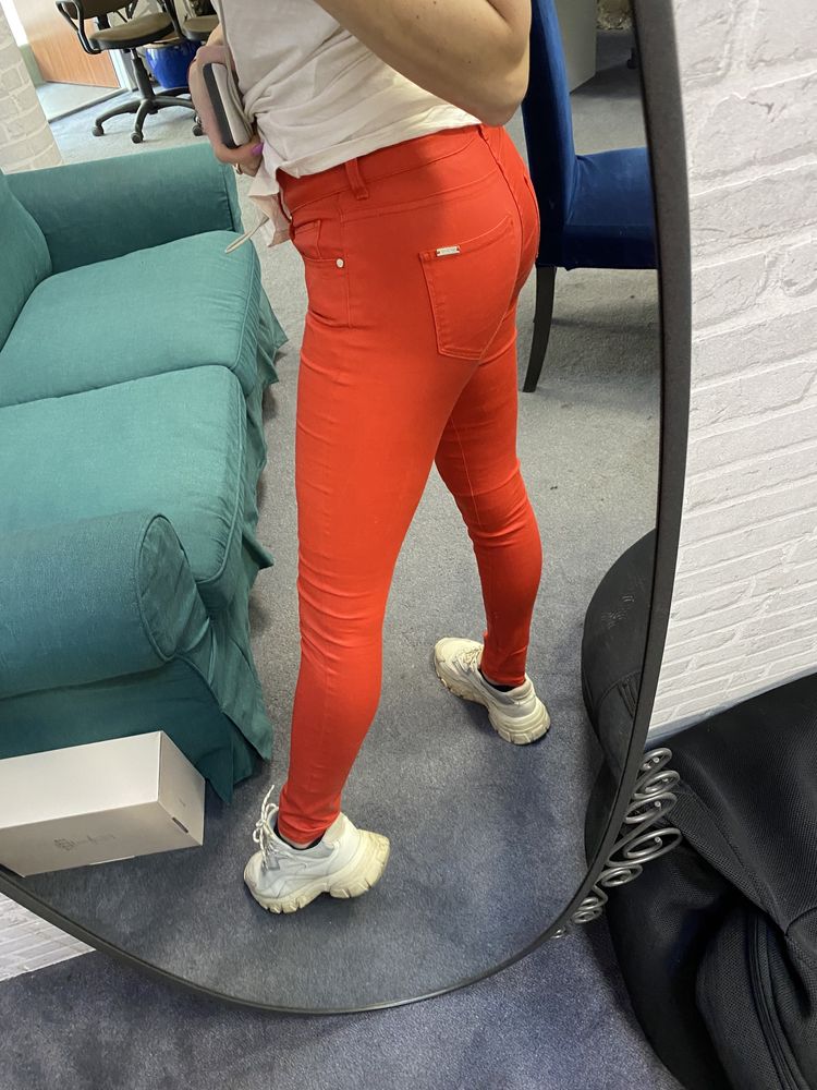 Mango lateksowe denim jeans skiny rurki woskowane 36
