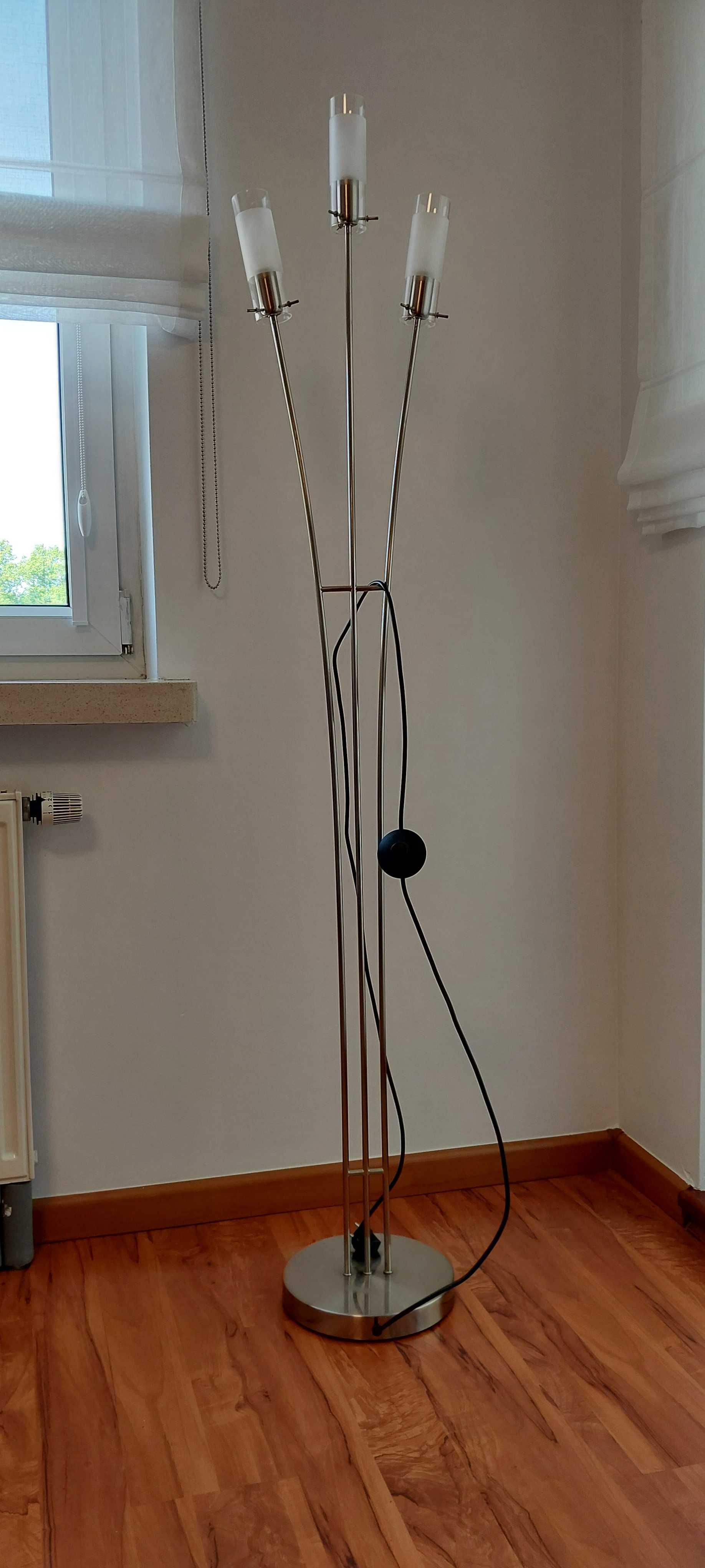 Lampa stojąca nowoczesna – metal i szkło – 3 punkty światła