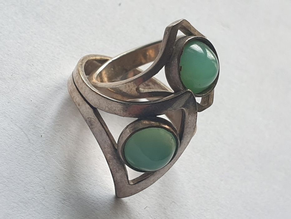 Warmet Srebrny pierścionek PRL chryzopraz srebro
