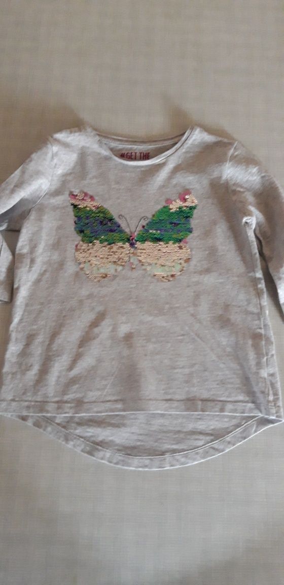 Siwa bluzeczka F&F z motylem z cekinów