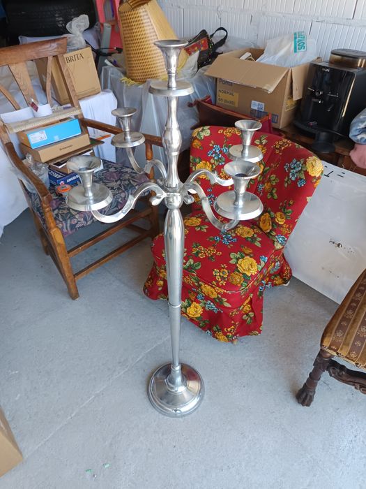 Glamour, duży metalowy świecznik, 5 świec