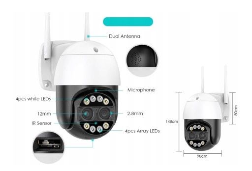 Kamera Zewnętrzna Obrotowa IP WIFI 8MP 8xZoom Dual