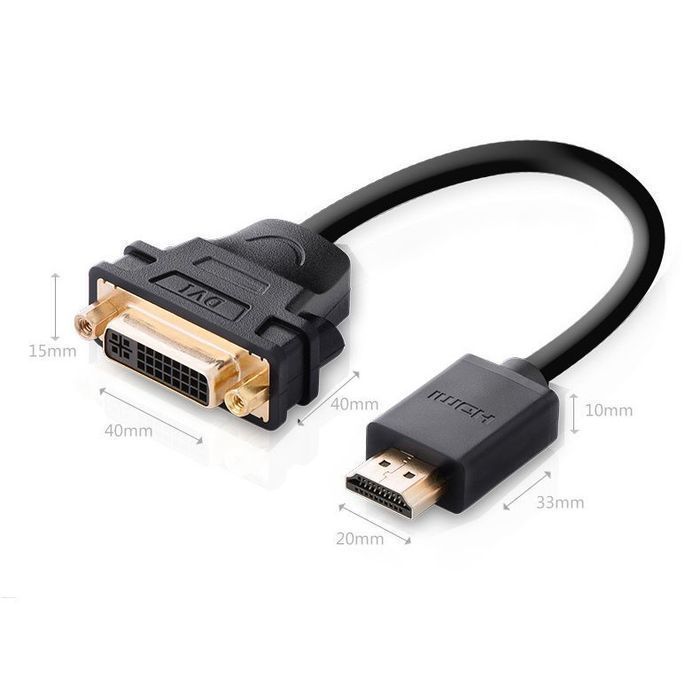 Przejściówka DVI (Ż) - HDMI (M) 22cm Ugreen 20136 promocja