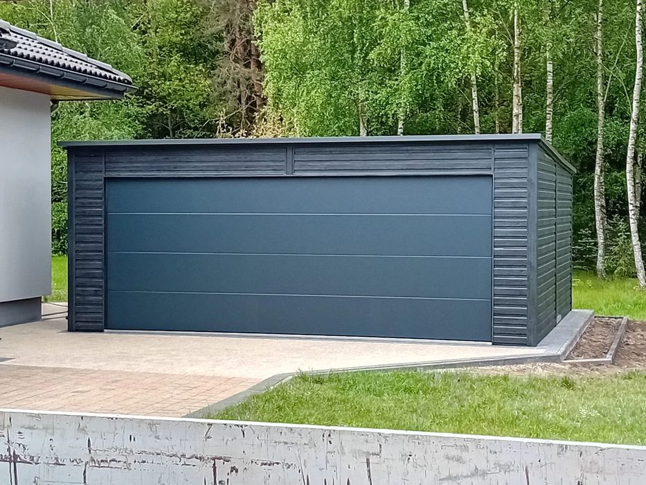 Garaż jednostanowiskowy 6x5 m - Dach jednospadowy, Brama segmentowa, G