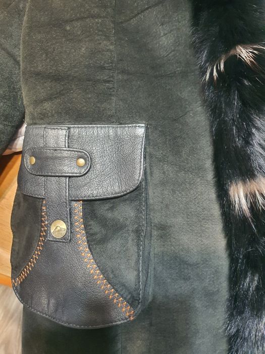 Зимняя натуральная дубленка с натуральным мехом