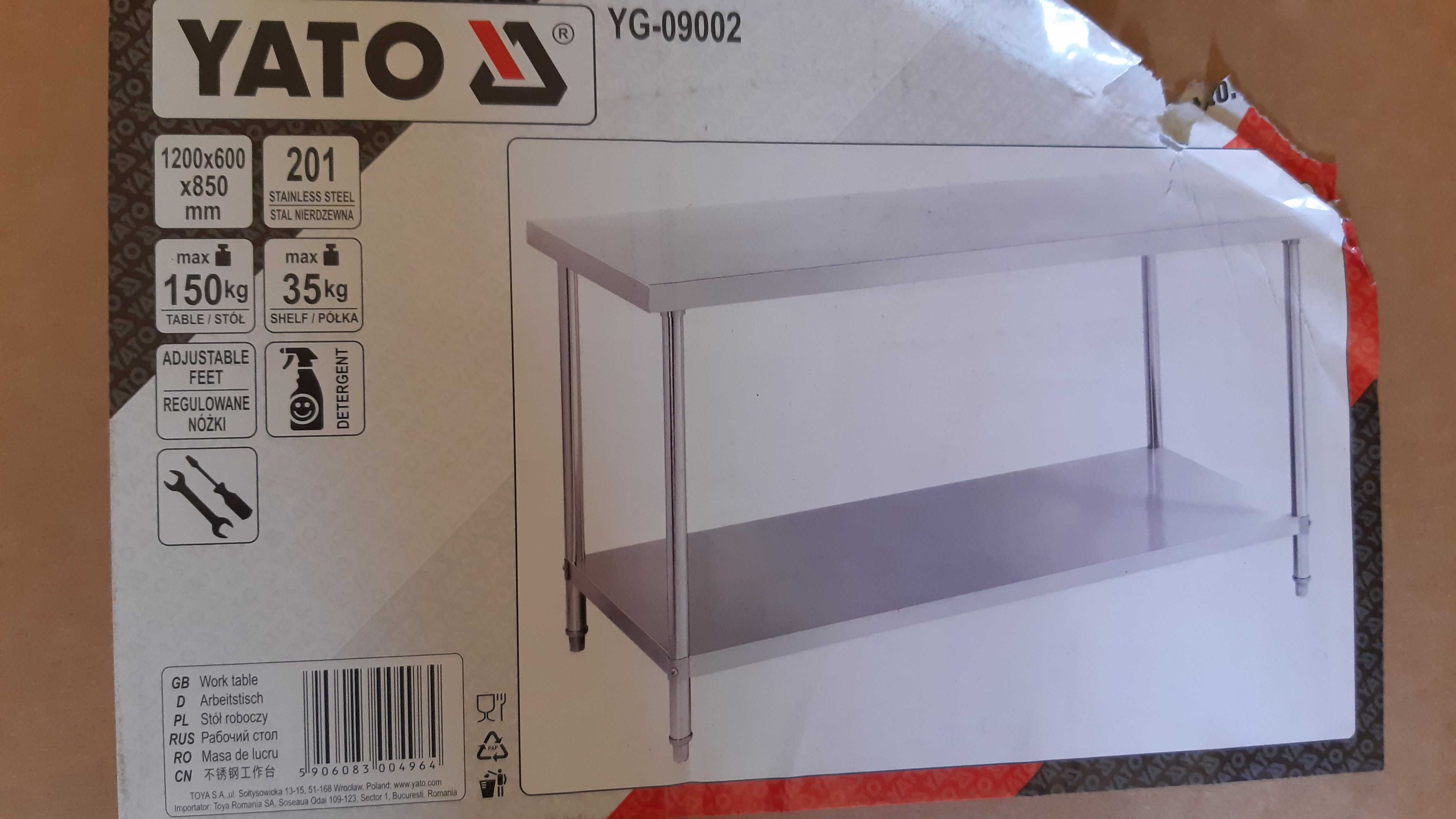 Stół ze STALI NIERDZEWNEJ YATO 1200x600x850mm