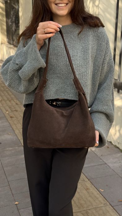 Жіноча сумка-шопер замш, замшева сумка