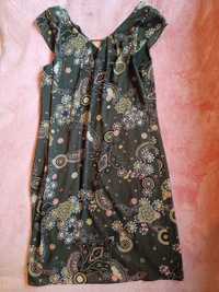 Zielona sukienka tunika w kwiatki ozdoby wzór s. Oliwer r. L / XL