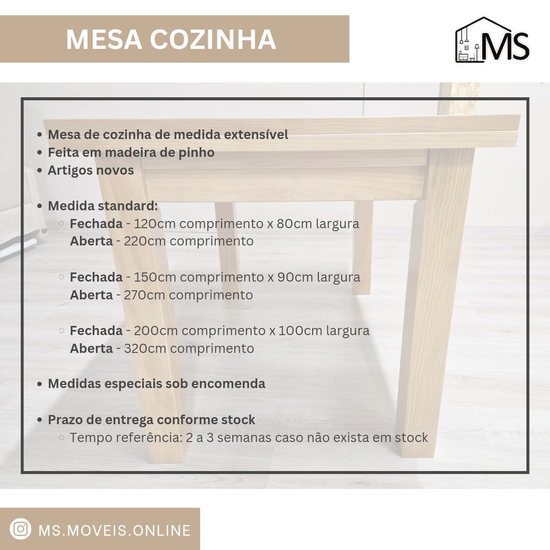 Mesa Cozinha Extensível - NOVA Várias medidas