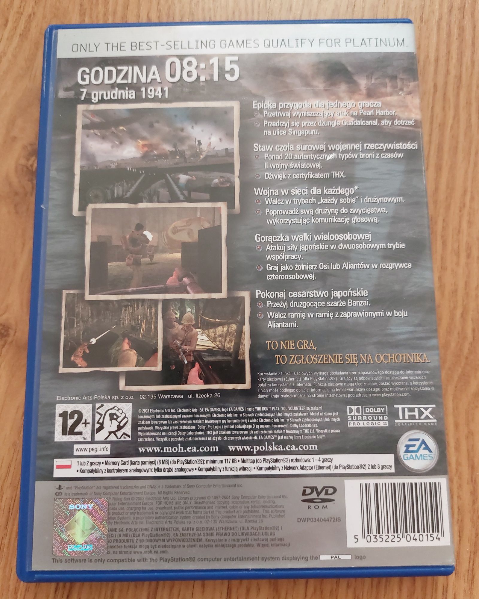 Gra na PlayStation 2 PS2 Medal Of Honor Rising Sun PL polskie wydanie