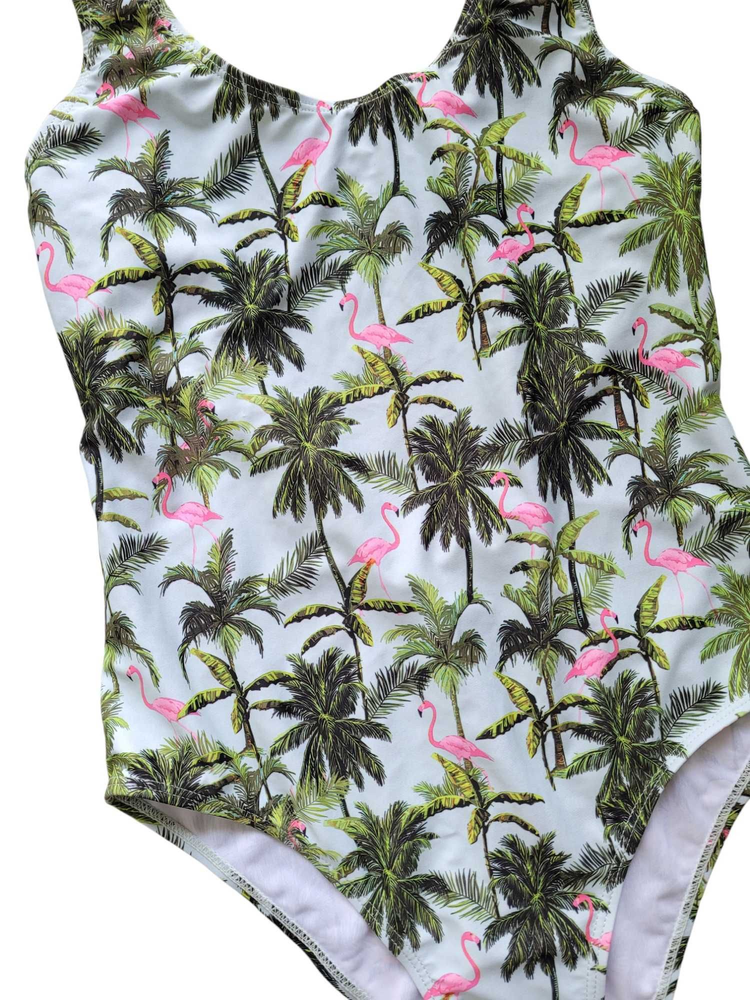 Jednocześciowy kostium strój kąpielowy 38,M flamingi palmy Primark
