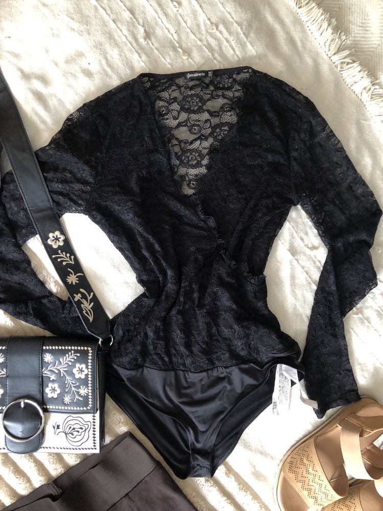 Body, koronkowe, damskie, L, sexi, stradivarius, czarne