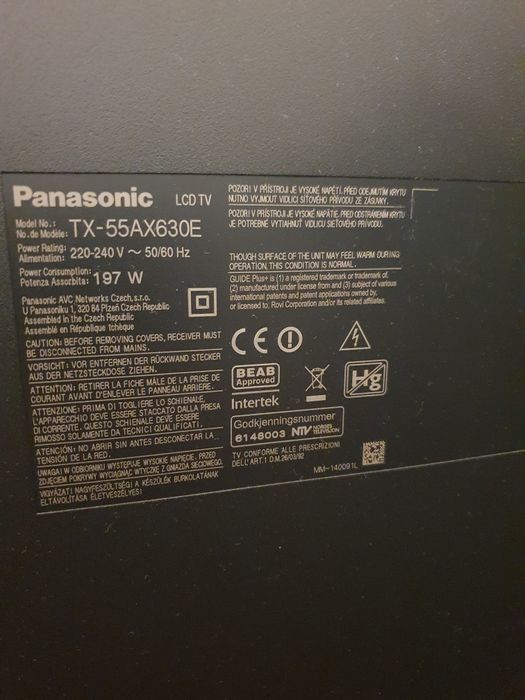 Tv Panasonic 55 czarny ekran,bez stluczenia uszkodzony