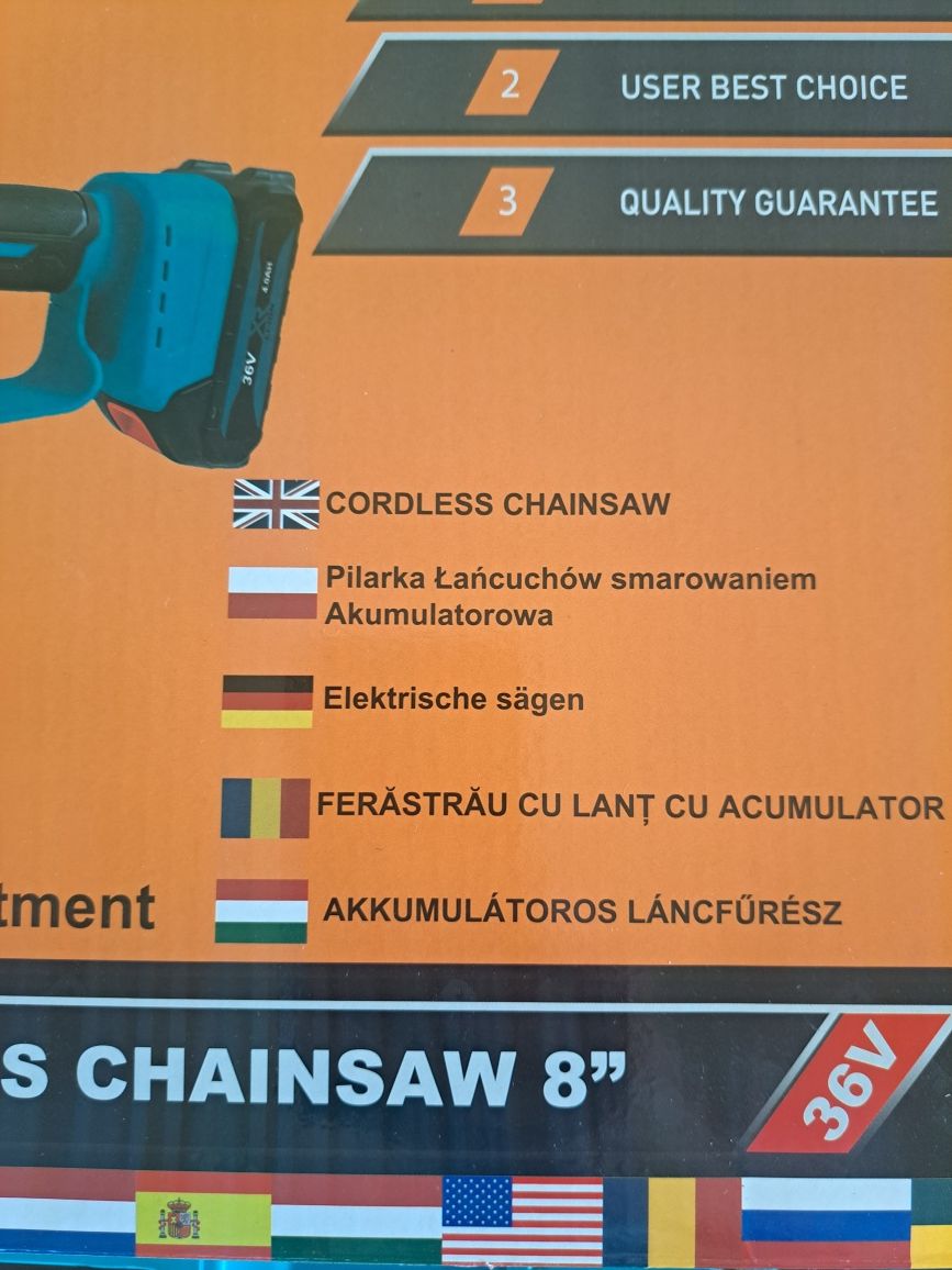 Piła akumulatorowa 2x aku 2x łańcuch i prowadnice najmocniejsze