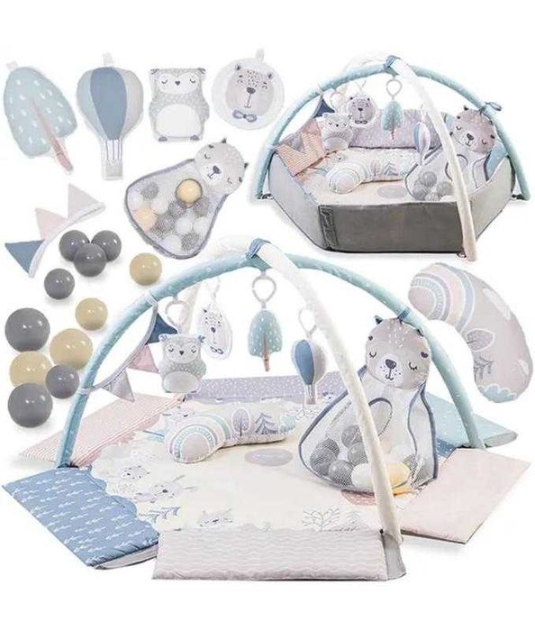 Дитячий розвиваючий килимок манеж MoMi PASTEL + кульки