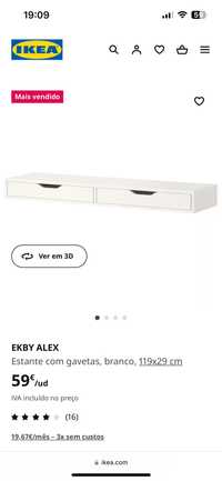 Estante com gavetas EKBY ALEX branco IKEA