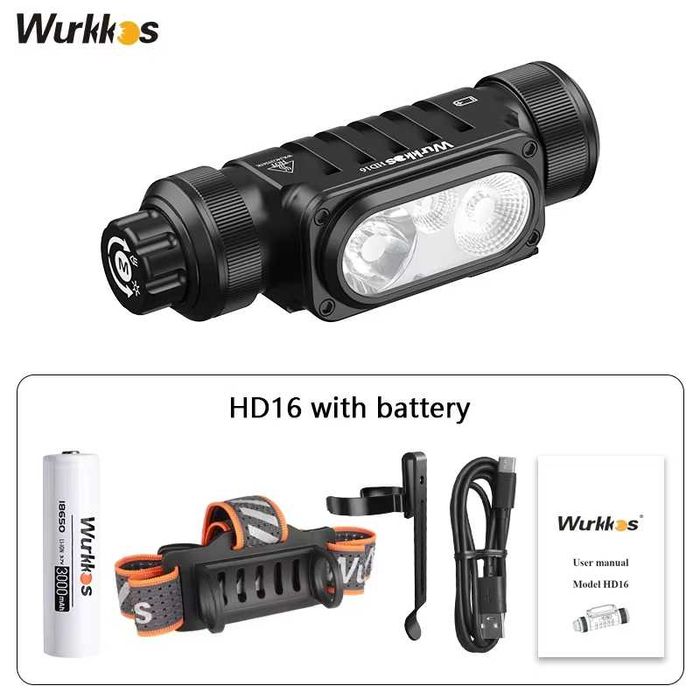 Latarka czołowa Wurkkos HD16 2500LM USB-C + akumulator