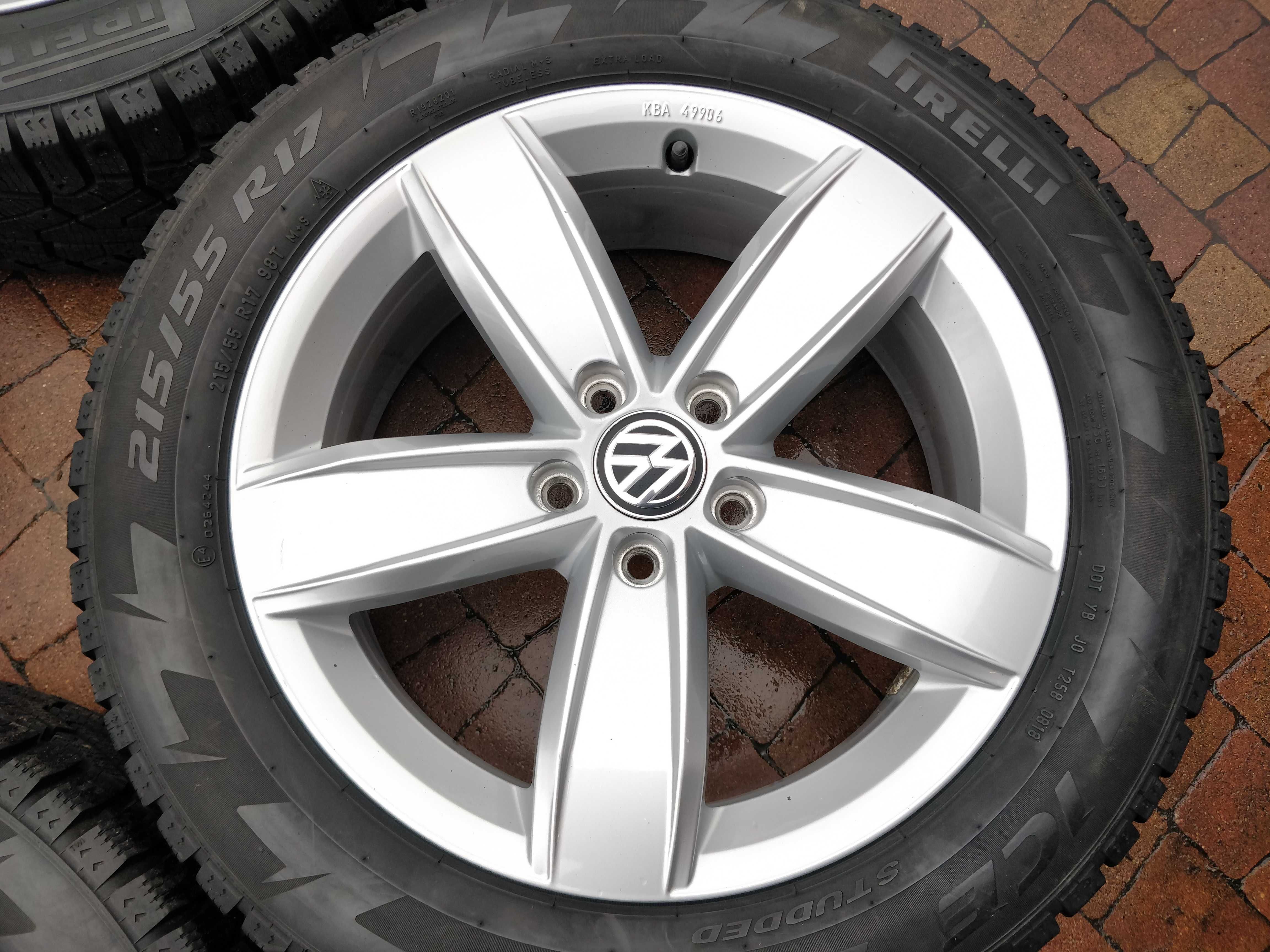 3326. Koła zimowe Tiguan II oryginał 5x112 ET38 215/65/17 8/8.7mm 24r