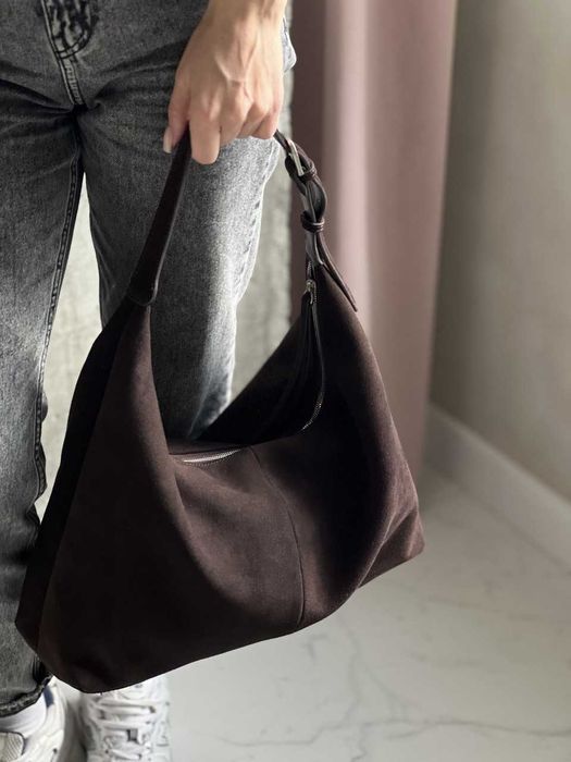 Сумка жіноча замшева коричньова