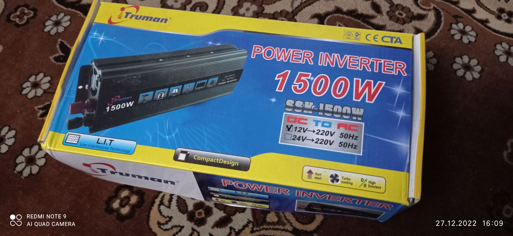 Преобразователь напряжения, инвертор (12-220V) 1500W