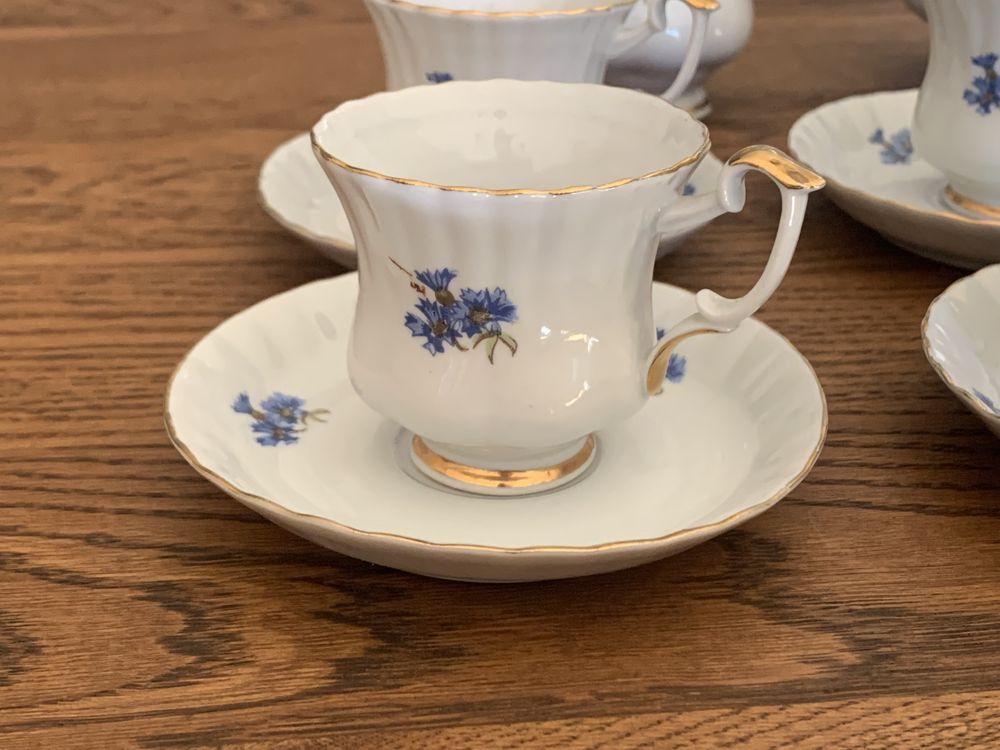 Piekny komplet kawowy espresso - porcelana Chodziez - dla 6 osób - BDB