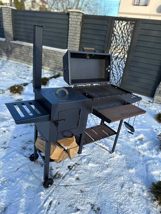 Мангал з пічкою під казан метал 4 мм на 8 шампурів ПОСИЛЕНИЙ