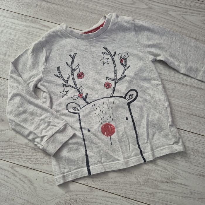 Szara bluzka z reniferem dla chlopca, F&F, r 86