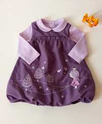 Vestido inverno violeta com camisola bebé 6 meses