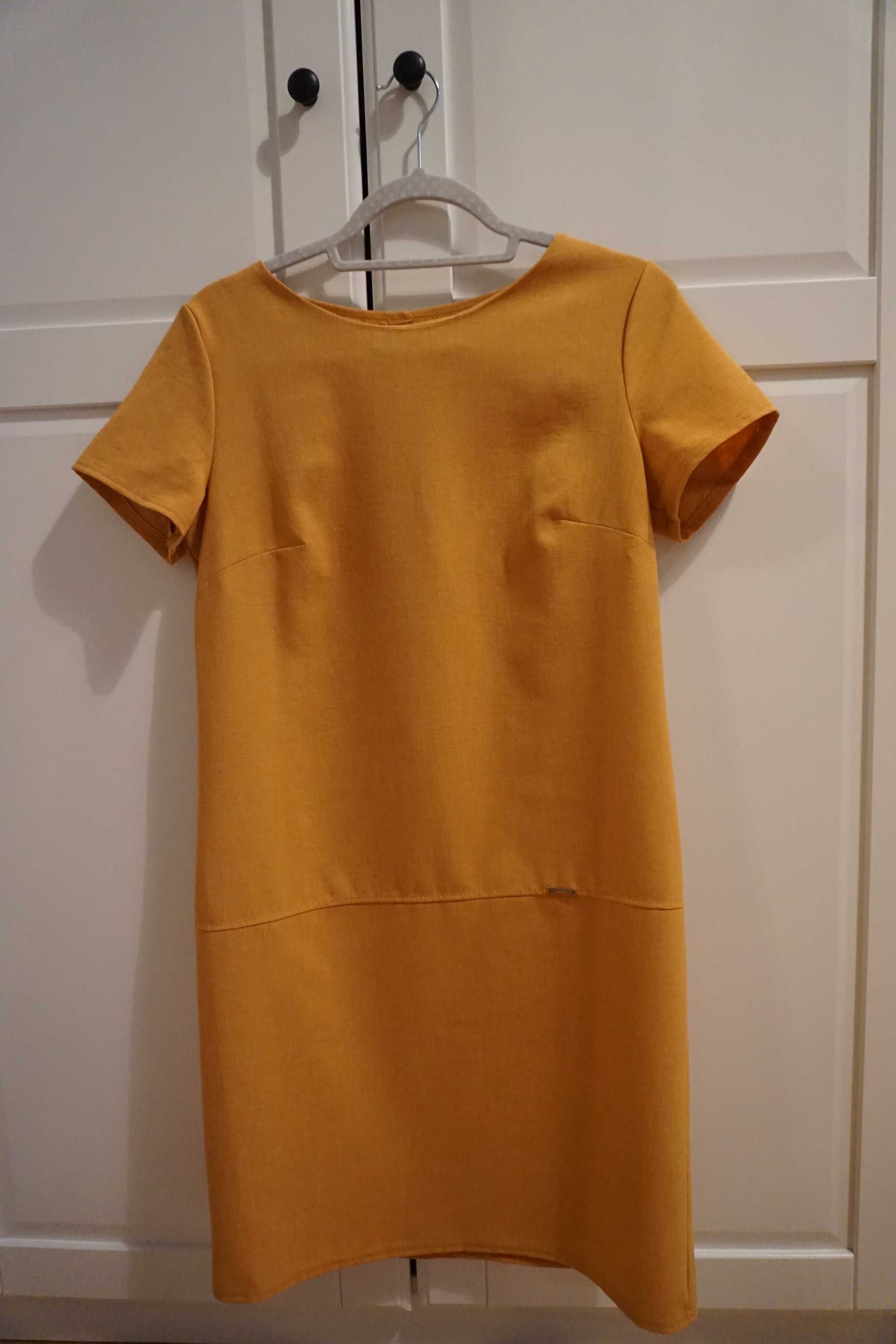 sukienka/ tunika w kolorze musztardowym, rozm. 38 (L)