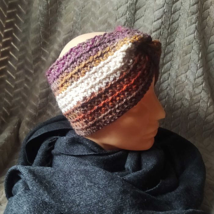 Szydełkowa Opaska Twist Batik Przeplatana Handmade