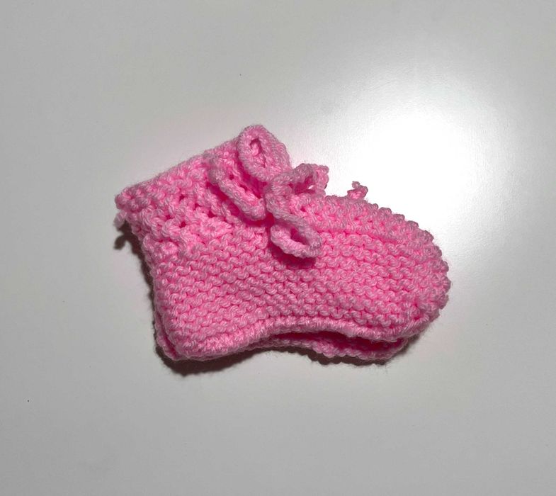 Botinhas Tricot Bebé Cor-de-Rosa