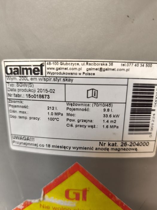 Zbiornik CWU Galmet 200l