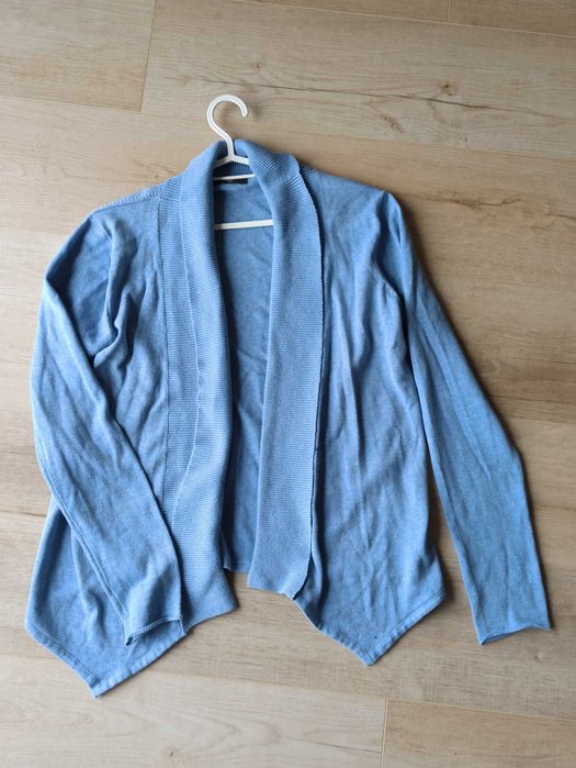 Niebieski wiosenny 100% bawełna kardigan bez zapięcia narzutka S/M/L