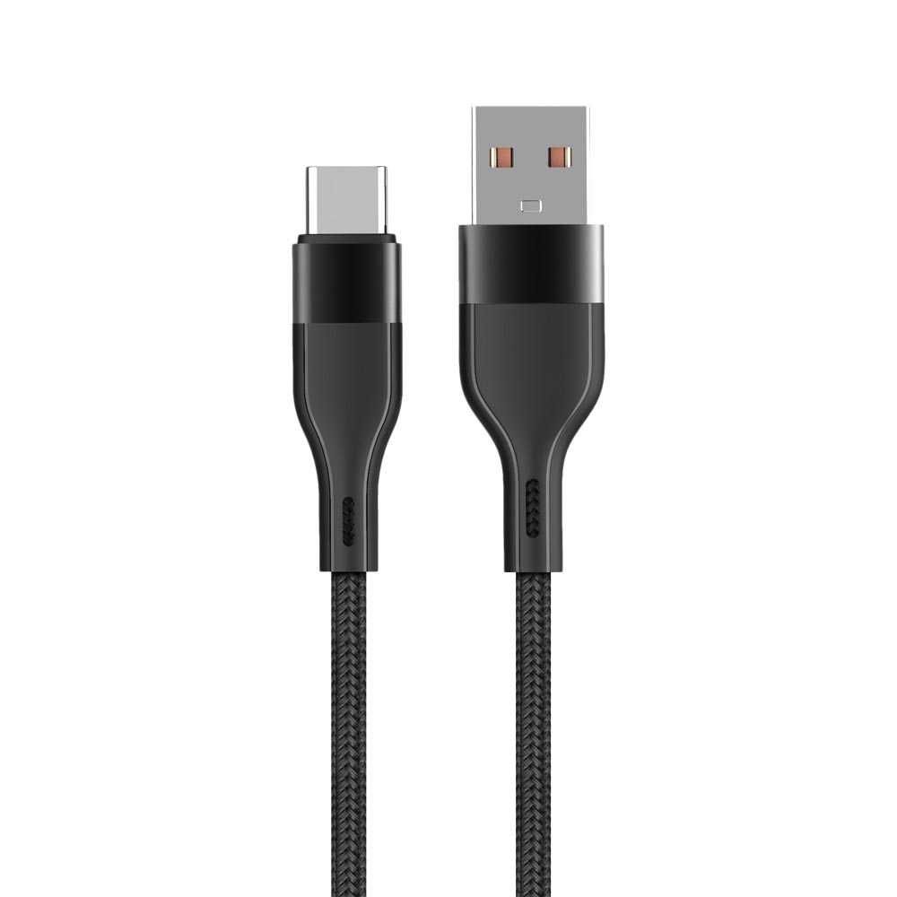 Kabel USB Typ C MaxLife MXUC-07 nylonowy oplot 3A długość: 1m czarny