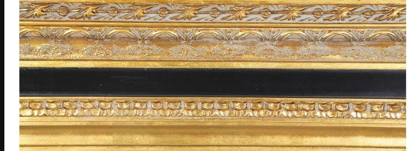 Piękne drewniane lustro ścienne Black & Gold 110 cm x 5 cm x 140,5 cm