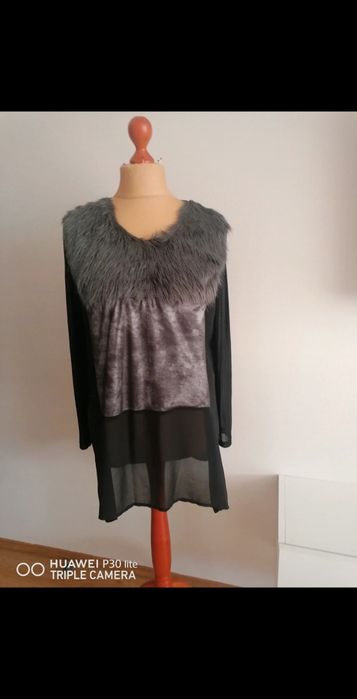 Tunika szyfon z futerkiem cudo fir GUiddance nowa r 44